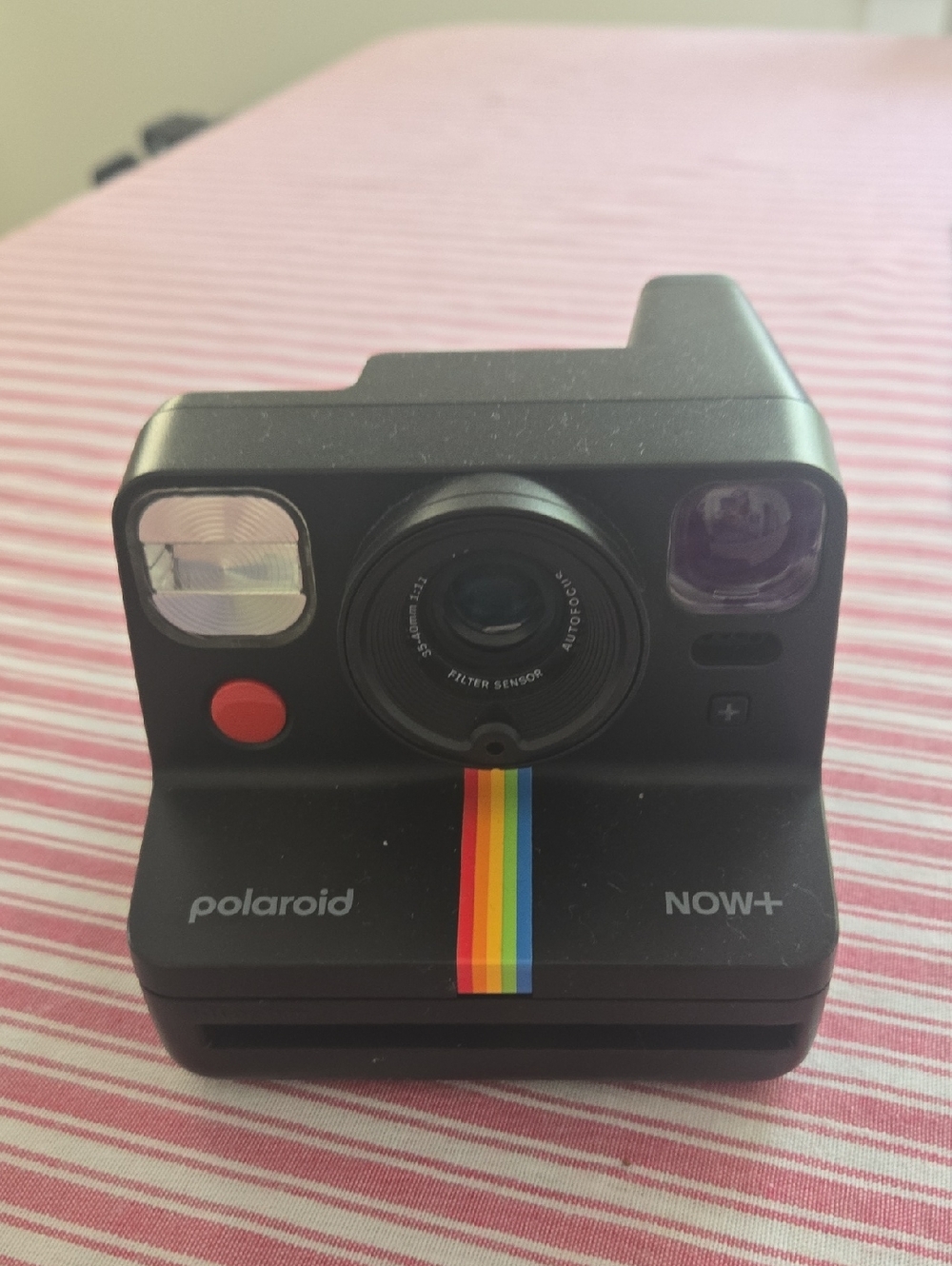 Polaroid NOW+ Instant Camera in Black with Rainbow Stripe